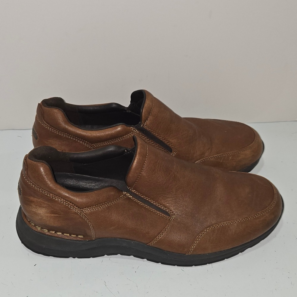 Rockport Mens CH6287 Brown Leather Slip On Walking Shoes Size 13W Vibram Sole